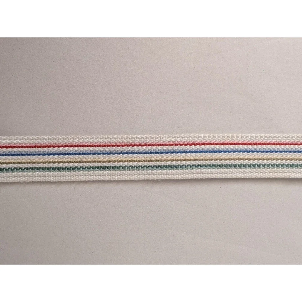 Vintage Womens XS/S Belt Multicolor Striped Boho 80s Adjustable Brass Look